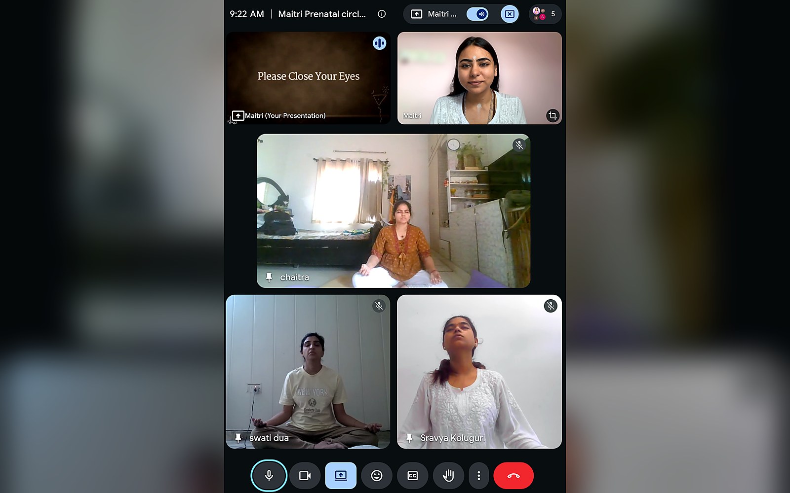 Morning meditation circle