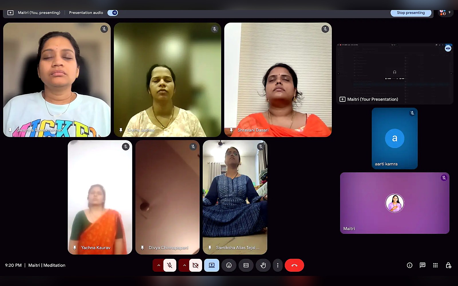 Online meditation session